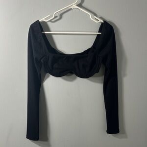 Princess Polly Black Long Sleeve Crop Top